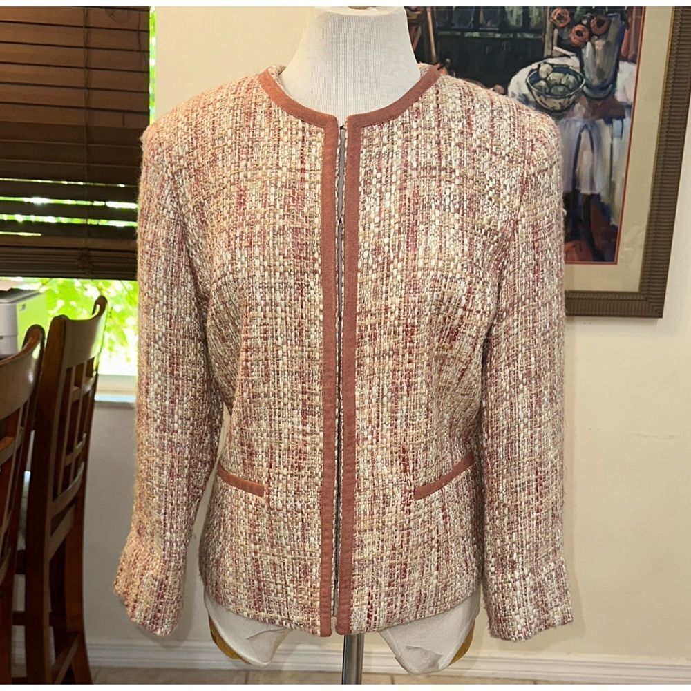 Nine & Company Jacket Women's Apricot/Beige Tweed Boucle Size 14